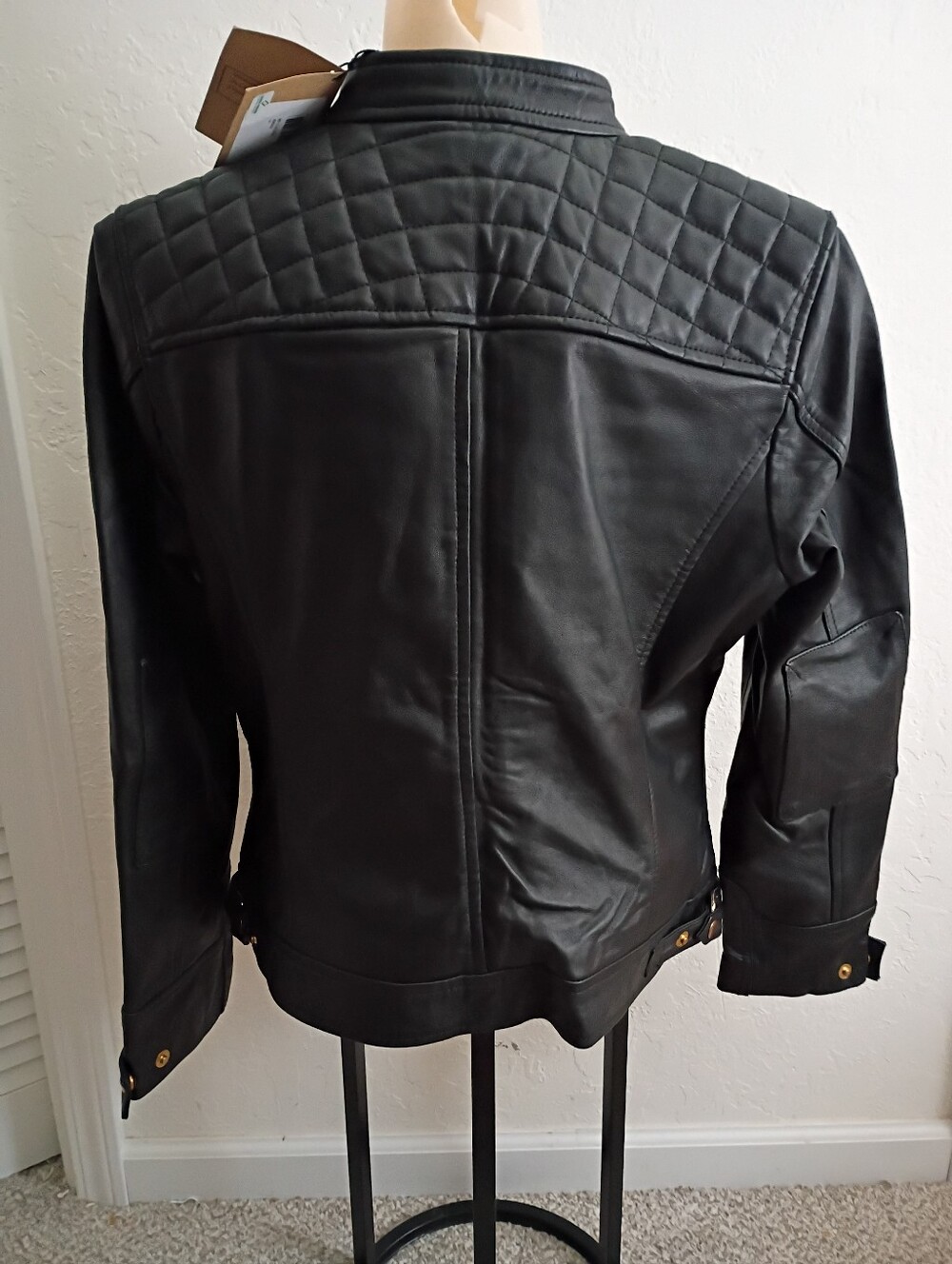 Genuine Black Leather Moto Jacket Size L NWT - Picture 2 of 7